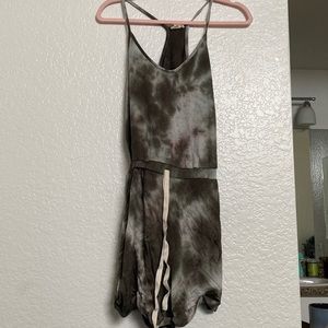 Tie dye green racerback romper
